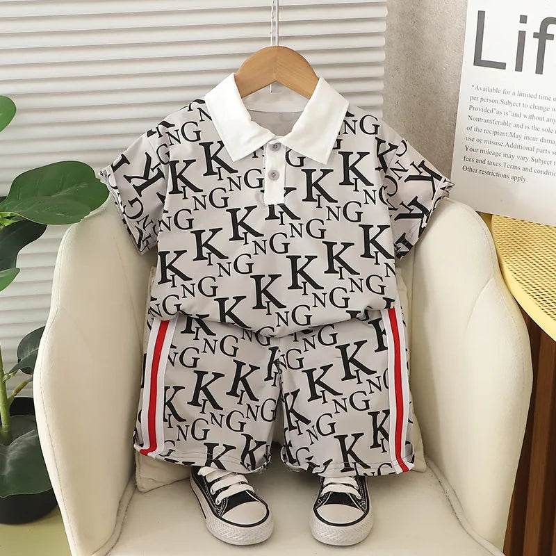 موضة 2025 صيف fashion أكمام قصيرة cotton polo shirt بدلة for أولاد children's صيف clothes