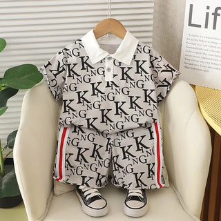 موضة 2025 صيف fashion أكمام قصيرة cotton polo shirt بدلة for أولاد children's صيف clothes