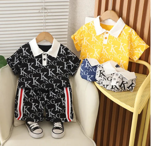 موضة 2025 صيف fashion أكمام قصيرة cotton polo shirt بدلة for أولاد children's صيف clothes