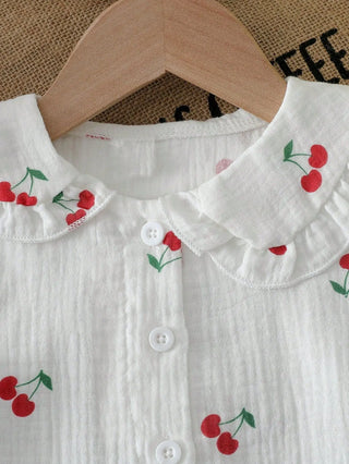 موضة 2025 صيف infant printed collar توب+shorts+hat طقم three piece طقم