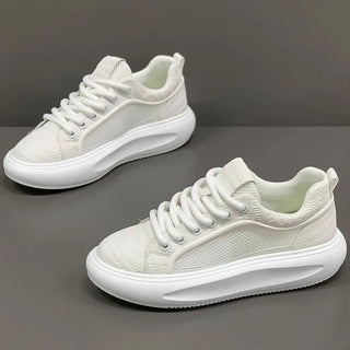 حذاء كاجوال رجالي - أبيض – جلد صناعي، تهوية مريحة