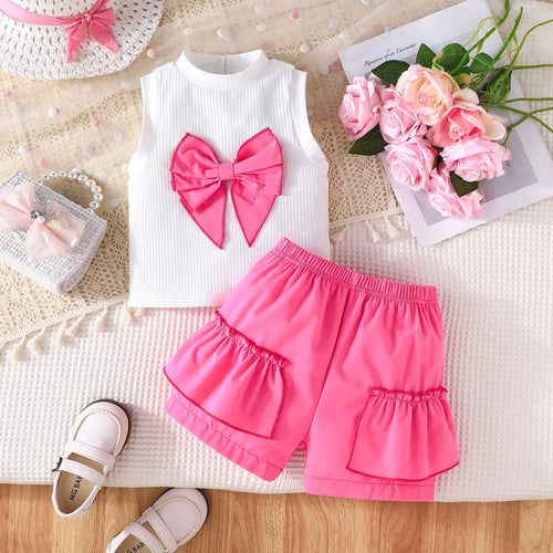 موضة 2025 صيف جديد european american بنات leisure sports solid color فستان طقم heart-shaped decorative كم jacket كاجوال shorts