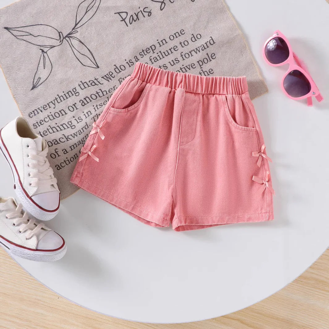 موضة 2025 صيف جديد european and american بنات كاجوال solid ستايل jacket and دينم shorts طقم with stereo bow lapel and pit كم