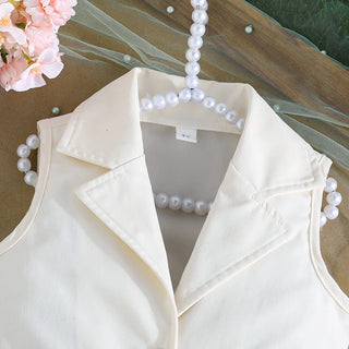 موضة 2025 صيف جديد بنات solid color بدون أكمام fashion فستان طقم قطعتين belt ruffles odm supply