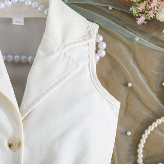 موضة 2025 صيف جديد بنات solid color بدون أكمام fashion فستان طقم قطعتين belt ruffles odm supply