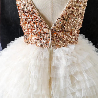 موضة 2025 صيف جديد أميرة ستايل بنات فستان children's knitted تل sequin فستان butterfly ربطة decoration طويل party ستايل