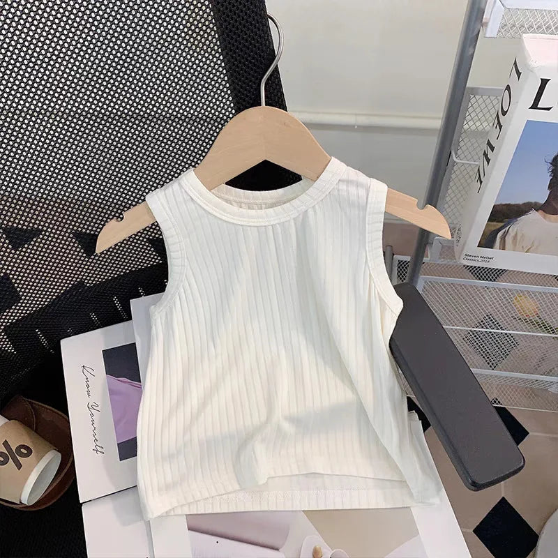 موضة 2025 صيف جديد women's children's كاجوال solid clothing دينم stitching belt bottoming shirt pants cute three-piece treasure 4t