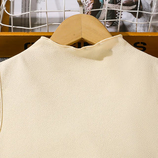 موضة 2025 صيف teenage wear stand collar temperament بليسيه splicing بدون أكمام طويل dresses أطفال بنات فستان