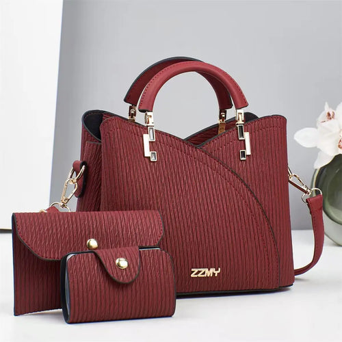 شنطة جلد ترند للنساء - 2025 Wholesale PU Leather Women Bags Set