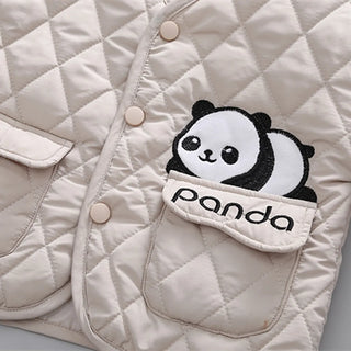 موضة 2025 شتاء جديد بنات korean diamond panda cotton أكمام طويلة coat طقم كاجوال solid ستايل three-piece outfit for أطفال