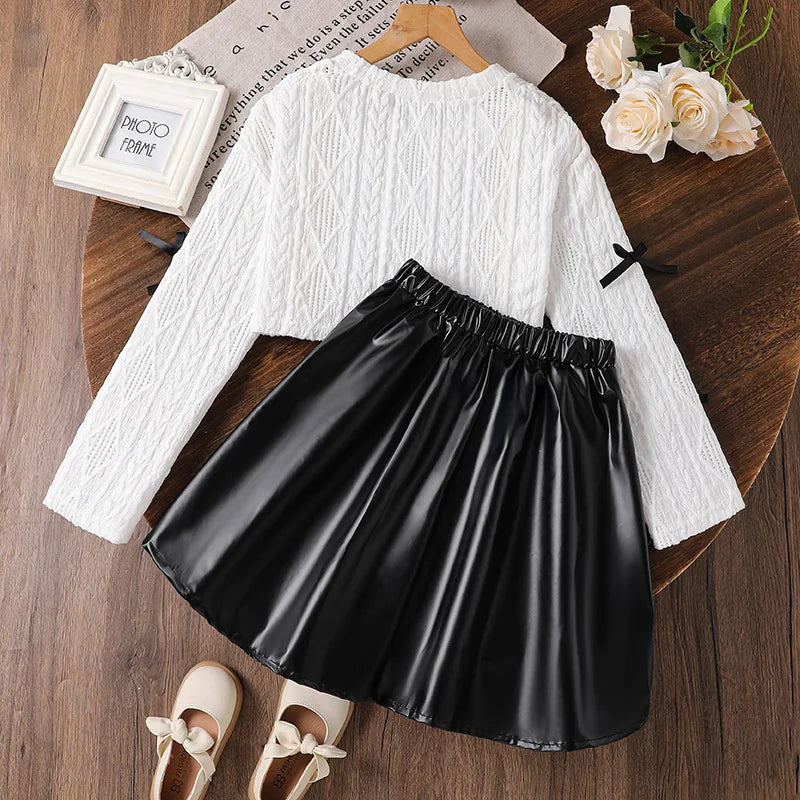 موضة 2025 women's children's كاجوال two-piece بدلة solid bow أكمام طويلة jacket جيب korean خريف collection