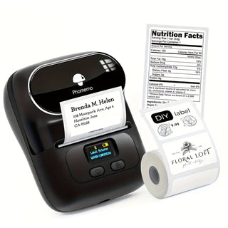 Phomemo M110 Label Makers - طابعة ملصقات حرارية محمولة لطباعة الباركود والملابس والمجوهرات والتجزئة والبريد، متوافقة مع نظام Android و IOS، مع 1 عبوة 40×30 مم 1.57"×1.18" ملصق