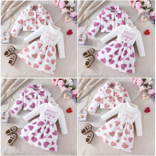 25 خريف/شتاء جديد collar fashion coat letter love printed فستان children's طقم