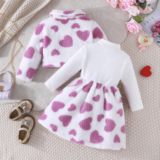 25 خريف/شتاء جديد collar fashion coat letter love printed فستان children's طقم