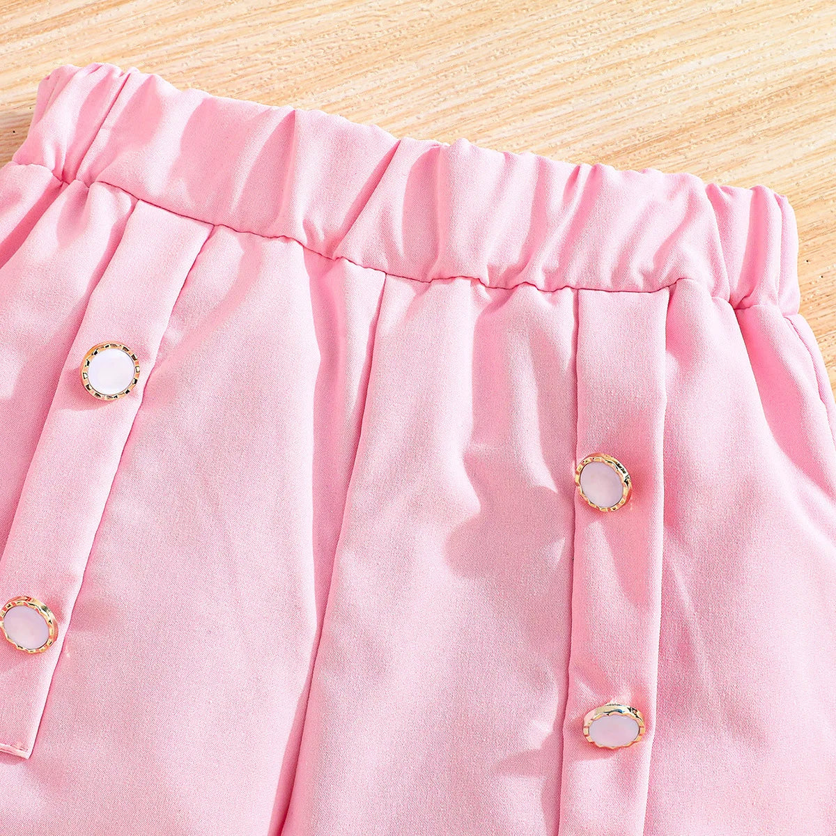25 خريف/شتاء جديد بنات' أكمام طويلةd pants white waistband توب with white lace cuffs paired with a two-piece بدلة