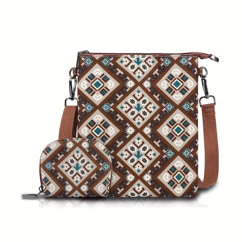 2pcs Ethnic Style Messenger Bag Ultra-Light And Portable Retro Grand View Shoulder Bag Suitable for Vacation Travel And Gift Giving