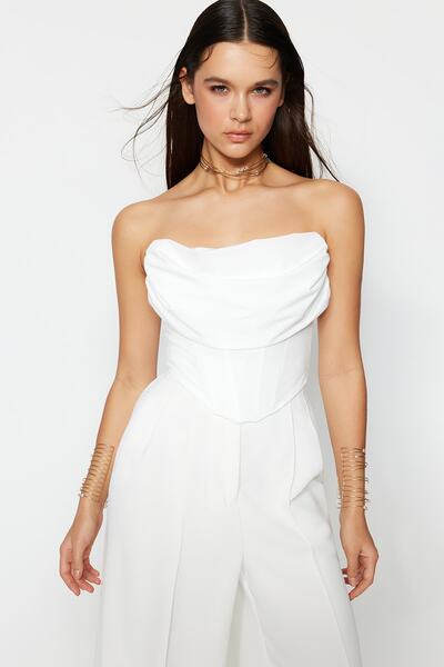 إكرو - بوستير من الساتان المحبوك بتفاصيل سلكية TPRSS23BS00006