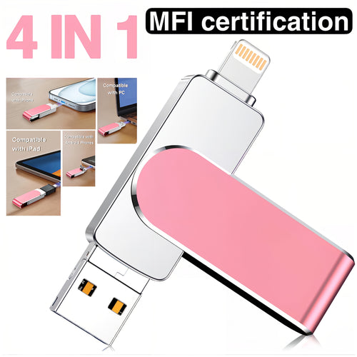 ذاكرة iPhone MFi 256GB 128GB 64GB، ذاكرة iPhone للصور ومقاطع الفيديو والجهات الاتصال، محرك أقراص فلاش USB للخارجية للـ iPad، محرك أقراص فلاش USB للـ iPhone