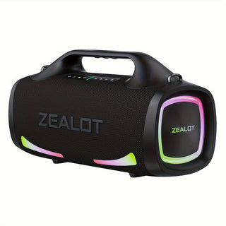 Zealot S79 سماعة لاسلكية بقوة 100 واط، سبويفر محمول للخارج، جودة صوت هاي فاي عالية، مزدوجة الإقران، شحن سريع، عمر بطارية طويل، تشغيل ستيريو عالي الصوت لمدة 36 ساعة، باس قوية. كابل شحن. للمنزل، السيارة، التخييم، حفلات