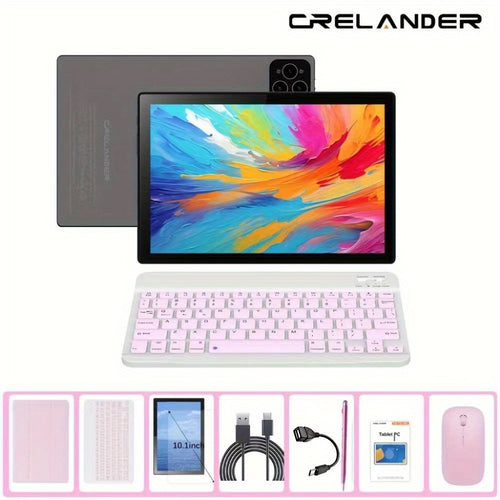 CRELANDER 10.1 بوصة 2 في 1 أندرويد تابلت كمبيوتر MTK 6763 ديكا كور مع شاشة عالية الدقة، 12 جيجابايت (4 جيجابايت + 8 جيجابايت قابلة للتوسيع) مع دعم الذاكرة RAM 1 تيرابايت توسعة، بطارية 5000 مللي أمبير، كاميرا مزدوجة، فتحة بطاقة SIM 4G LTE مكالمات مكتبية نه
