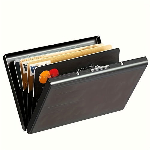 حامل بطاقة من الفولاذ المقاوم للصدأ - هدية مثالية، محفظة حماية RFID عالية الجودة، نمط كلاسيكي مع إغلاق بإبزيم، مثالي للبطاقات والنقود والهوية، إكسسوارات أنيقة | محفظة نمط كلاسيكي | بناء متين، محافظ
