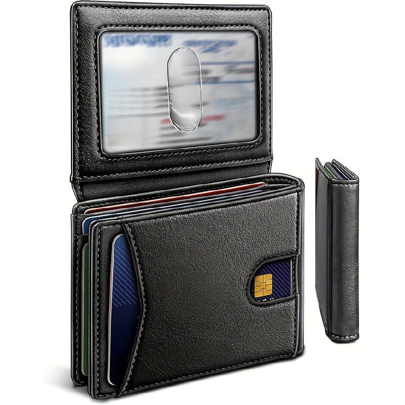 محفظة رجالية قديمة تعمل على حجب RFID - حامل بطاقة الهوية من الجلد الميكروفايبر مع فتحات للبطاقات، تصميم مدمج للاستخدام اليومي، محفظة يومية | محفظة قديمة | تخزين آمن