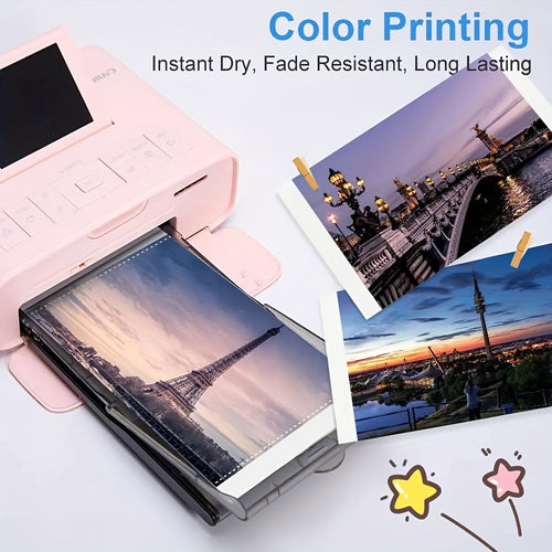 ورقة بديلة لطابعة الصور Canon Selphy CP1300 KP108 ورقة لطابعة الصور Canon Selphy Cp1300 CP1200 CP1000 CP900 CP800 CP910 CP760، 3 بطاقات حبر و 108 ورقة 10.16 سم × 15.24 سم مجموعة ورق صور