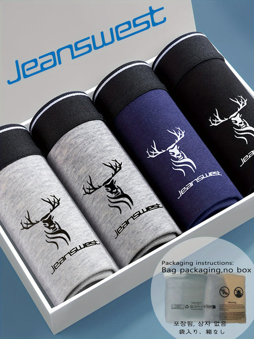 JEANSWEST 4 قطع سراويل بوكسر قطنية للرجال