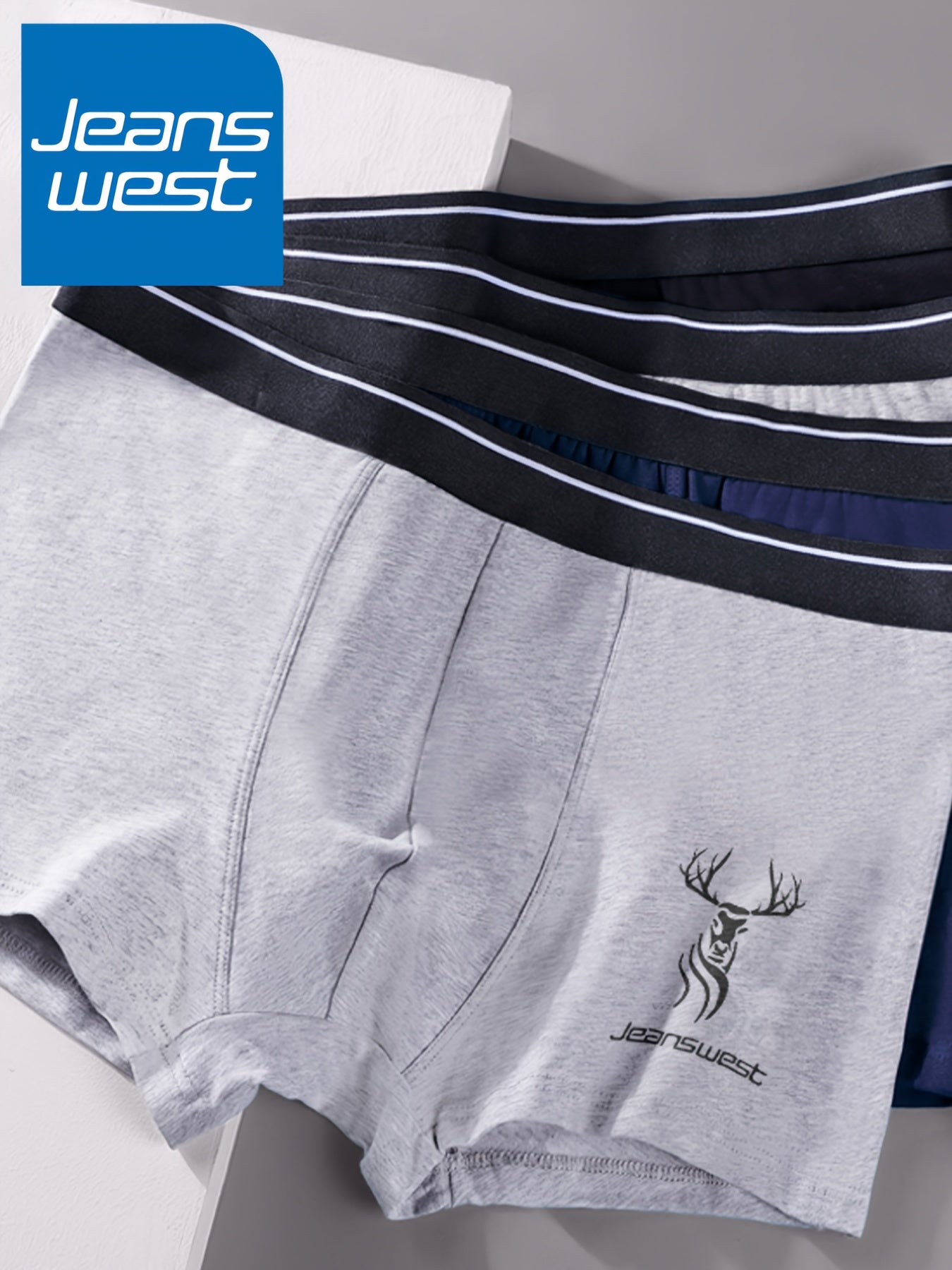 JEANSWEST 4 قطع سراويل بوكسر قطنية للرجال