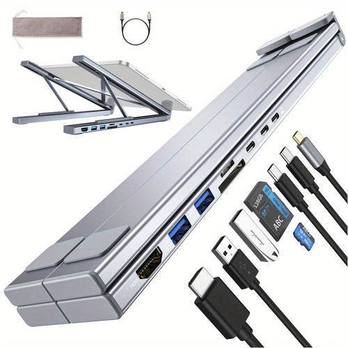 محطة إرساء USB C للابتوب، حامل قرص USB C، محور USB C 7in 1 مع شاشة HDTV 4K، 2 USB 3.1، PD 100W، محطة إرساء عالمية لـ MacBook Pro/Air/Dell/HP/Surface/Lenovo، التوصيل والتشغيل