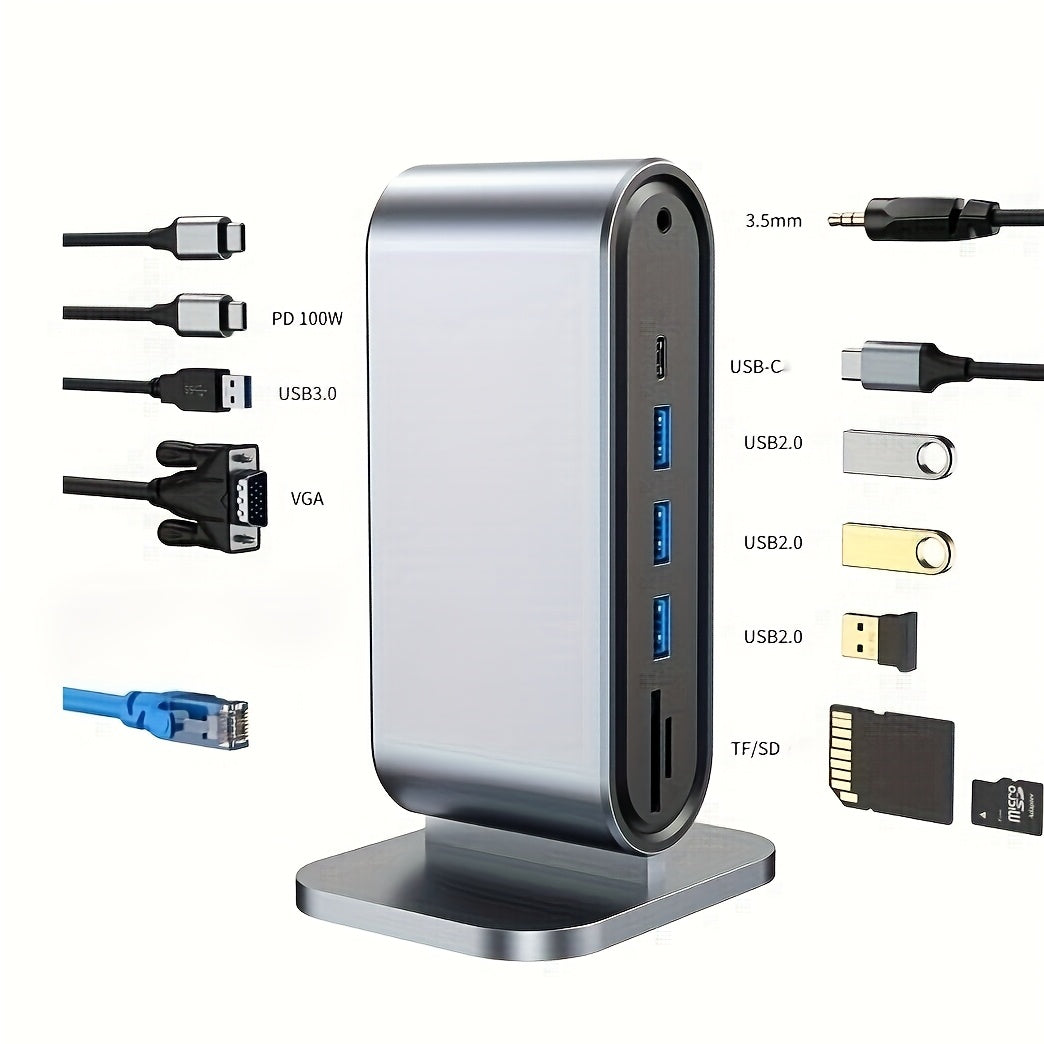12 في 1 قاعدة توسيع عمودية متعددة الواجهات محول كمبيوتر محمول، شحن USB، جهد التشغيل ≤36 فولت، مكونات لوحة الأم، قرص صلب USB، قرص فلاش، كاميرا، حامل هاتف ذكي، وتابلت، محطة إطلاق لكمبيوترات المحمولة