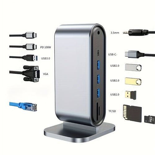 12 في 1 قاعدة توسيع عمودية متعددة الواجهات محول كمبيوتر محمول، شحن USB، جهد التشغيل ≤36 فولت، مكونات لوحة الأم، قرص صلب USB، قرص فلاش، كاميرا، حامل هاتف ذكي، وتابلت، محطة إطلاق لكمبيوترات المحمولة