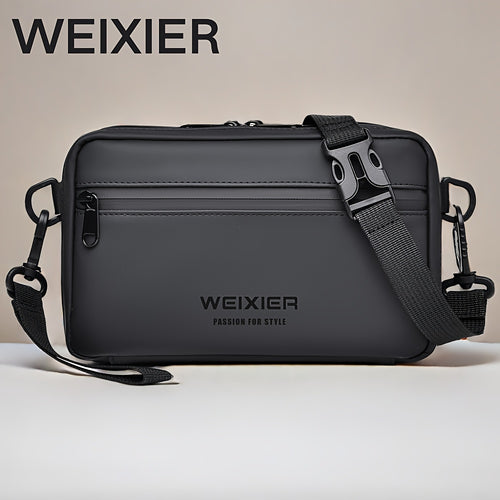 حقيبة WEIXIER الكروس بودي للجنسين - أسود أنيق مع أقسام متعددة، حزام قابل للتعديل وسعة كبيرة للتنقل والسفر والعمل - بطانة بوليستر متينة، هدية مثالية لأعياد الميلاد والعطلات، حقيبة كتف للسفر، حقيبة تنقل، حقيبة يد عصرية، أقسام بسحاب آمن