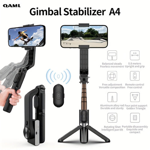 حامل ثلاثي للرأس A4 من QAML، شحن USB، مصنوع من مادة ABS، حامل سطح المكتب قابل للدوران بزاوية 270 درجة، حامل هاتف ذكي قابل للتعديل للبث المباشر، التصوير الفوتوغرافي، 400 مللي أمبير - لجهاز for iphone ولجهاز for samsung