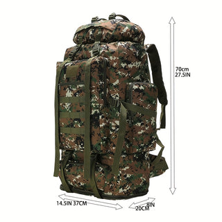حقيبة ظهر موشكا 100 لتر بتصميم سحابي، أخضر/أبيض كامو - أحزمة كتف قابلة للتعديل، جيوب متعددة، قشرة ناعمة متينة للتخييم وركوب الدراجات والسفر - حقيبة رياضية خارجية لكلا الجنسين، هدايا عيد ميلاد أو عيد الميلاد، أدراج بسحاب