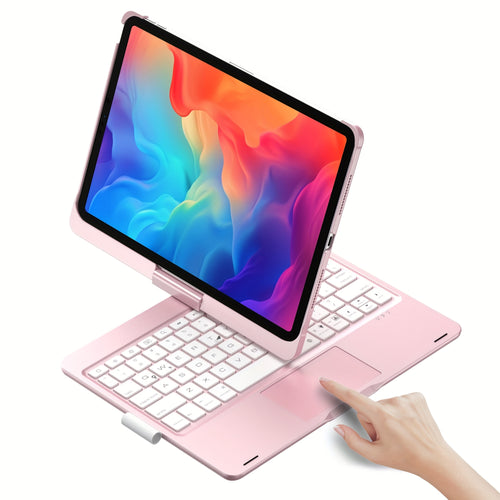 حافظة لوحي مع لوحة مفاتيح لـ iPad الجيل العاشر (27.69 سم، 2022) - شاشة تعمل باللمس متعددة الألوان، قابلة للدوران 360°، رقيقة وخفيفة الوزن للجيل العاشر 10.9 بوصة