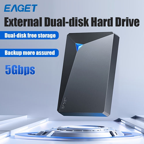 قرص صلب خارجي ثنائي القرص من إيجيت سعة 1 تيرابايت، USB 3.0 عالي السرعة، محرك ميكانيكي SATA مقاس 2.5 بوصة، تخزين التوصيل والتشغيل للكمبيوتر الشخصي، ماك، بلايستايشن، إكس بوكس - تقليل الضوضاء المزدوج، وضع السكون الذكي، سرعة نقل 5 جيجابت في الثانية، حل تخزين
