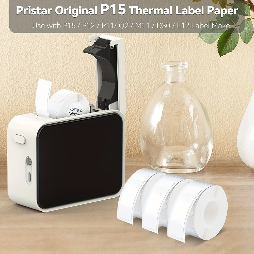 5 قطع من ملصقات التسمية الحرارية المقاومة للماء، 12 مم x 40 مم - متوافقة مع Marklife P12 & P15، Phomemo D30/Q30، والمزيد - ذاتية اللصق للاستخدام اليومي في المكتب
