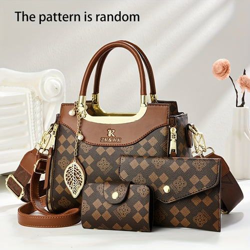 CHROSGEKEIDI Women's Multi-Piece Crossbody Handbag Set - Elegant Beige PU Leather Bags with Detachable Strap & Zipper Closure, Convertible Purse Collection for Everyday, Office, Formal Events - Ideal Gift for Women, Crossbody Purse, Office Accessory, Poly