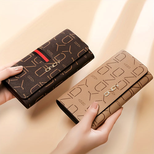 محفظة نسائية طويلة من ONDY Original Fashion، كلاسيكية باللون الكافيه يمكنها حمل هاتف محمول بسعة كبيرة محمولة باليد لحمل العملات المعدنية، مناسبة لجميع فصول السنة كحقيبة صغيرة قابلة للطي للعاملين في المكتب