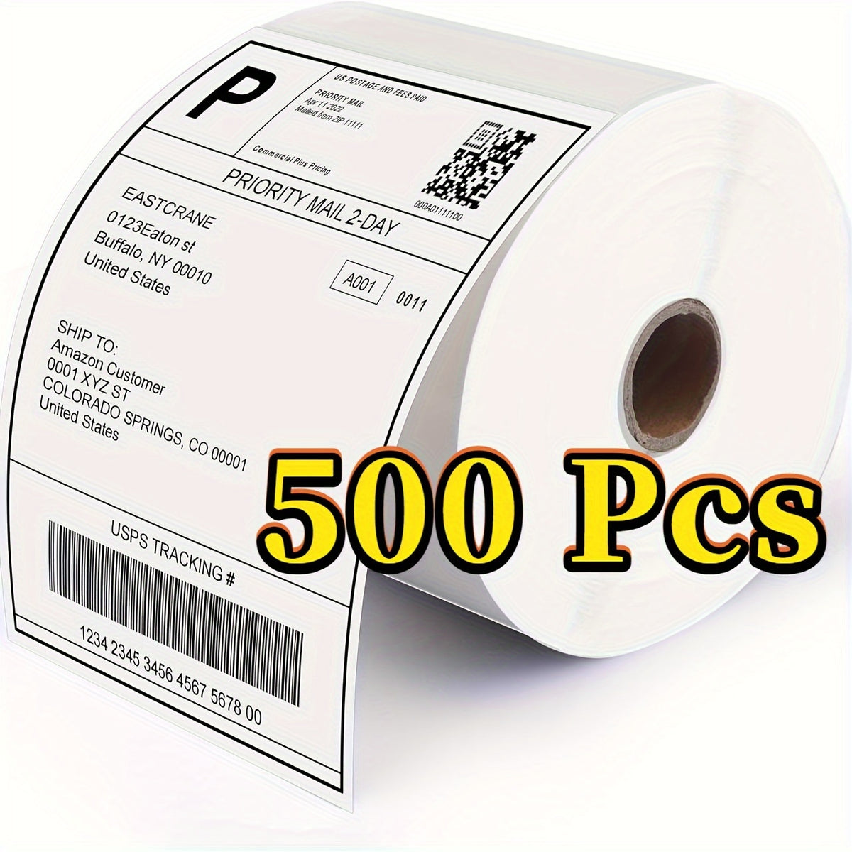 500 قطعة، ورق طباعة الملصقات الحرارية 10.16×15.24 سم، ورق طباعة فاتورة النقل، ملصقات ذاتية اللصق، 500 ملصق/لفة