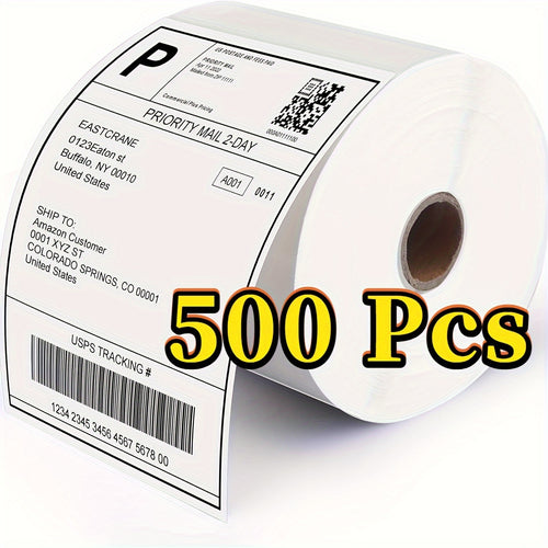 500 قطعة، ورق طباعة الملصقات الحرارية 10.16×15.24 سم، ورق طباعة فاتورة النقل، ملصقات ذاتية اللصق، 500 ملصق/لفة