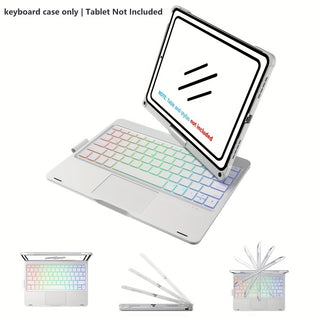 غطاء لوحي فقط مع لوحة مفاتيح لمس لـ iPad Air 11 بوصة (2024 M2) وiPad Pro 11 (الجيل الرابع/الثالث/الثاني/الأول): شاشة تعمل باللمس متعددة الألوان وإضاءة خلفية، قابل للدوران 360°، رقيق وخفيف للجيل الخامس والرابع من iPad Air، تحويل جهازك إلى دفتر ملاحظات في ث