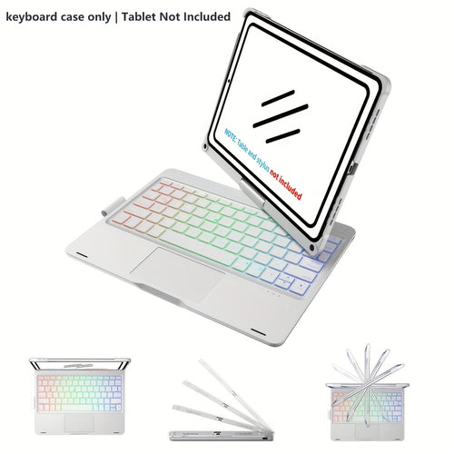 غطاء لوحي فقط مع لوحة مفاتيح لمس لـ iPad Air 11 بوصة (2024 M2) وiPad Pro 11 (الجيل الرابع/الثالث/الثاني/الأول): شاشة تعمل باللمس متعددة الألوان وإضاءة خلفية، قابل للدوران 360°، رقيق وخفيف للجيل الخامس والرابع من iPad Air، تحويل جهازك إلى دفتر ملاحظات في ث