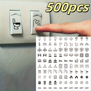 500 قطعة من ملصقات إشارة التبديل - ورق متين، مسبقة اللصق، لمسة نهائية نصف لامعة - مثالية للأضواء، المصابيح، المروحة، المبرد، والمزيد - مثالية للاستخدام المنزلي والمكتبي، تنظيم المكتب | أسلوب عصري | لاصقة متينة