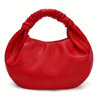 Lucktalk Chic Ruched Hobo Handbag للنساء، حقيبة يد خفيفة الوزن مع أشرطة كتف ثابتة، إغلاق مغناطيسي بلون صلب، مبطن من البوليستر، بدون نمط - متوفرة بألوان متعددة