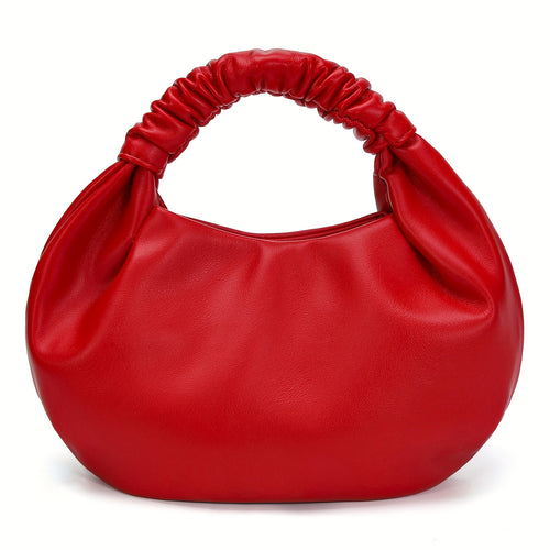 Lucktalk Chic Ruched Hobo Handbag للنساء، حقيبة يد خفيفة الوزن مع أشرطة كتف ثابتة، إغلاق مغناطيسي بلون صلب، مبطن من البوليستر، بدون نمط - متوفرة بألوان متعددة