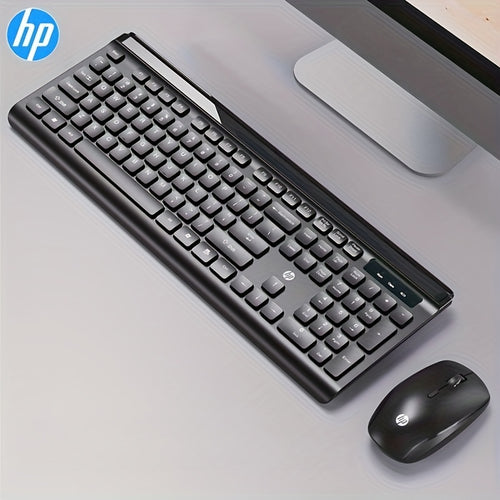 مجموعة لوحة مفاتيح وفأرة لاسلكية من HP، لاسلكية 2.4G، مريحة، مُستقبل USB، إرسال ثابت 10 متر، قابلة للتوصيل والتشغيل، ارتفاع لوحة مفاتيح قابل للتعديل، توفير ذكي للطاقة، مناسبة للكمبيوتر المكتبي والكمبيوتر المحمول والكمبيوتر الكل في واحد والمكتب والأعمال وا