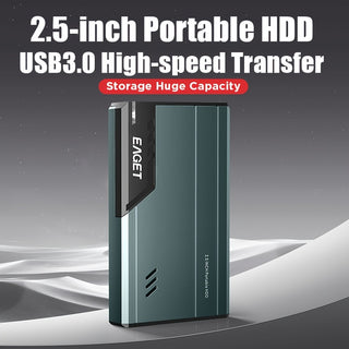 قرص صلب خارجي محمول عالي السرعة من EAGET - USB 3.0، غلاف معدني، توصيل وتشغيل لـ PS4، الكمبيوتر المحمول، Xbox One & 360 - تخزين البيانات والنسخ الاحتياطي، تخزين القرص الصلب الخارجي
