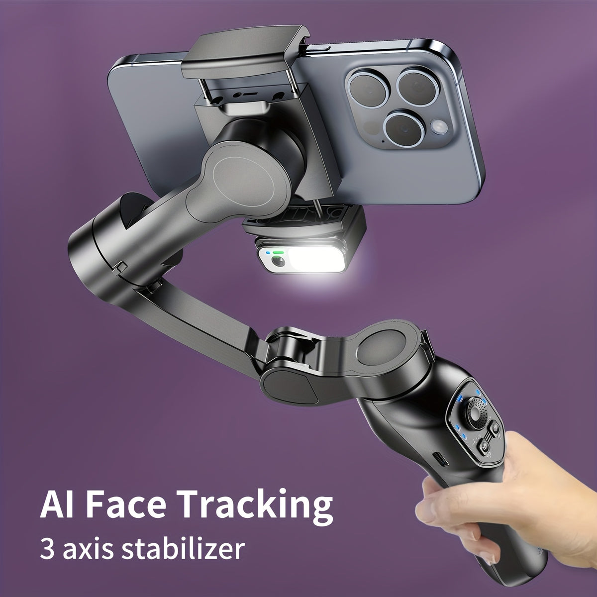 جهاز جيمبل ذكي محمول بـ3 محاور من كوميتوك L7C، يمكن استخدامه لتصوير مقاطع فيديو سلسة، بث مباشر، التحكم الذكي بالإيماءات وتتبع اللقطات، مع إضاءة تعبئة مدمجة، أداة تصوير سيلفي وفلاج للهواتف المحمولة متعددة المشاهد